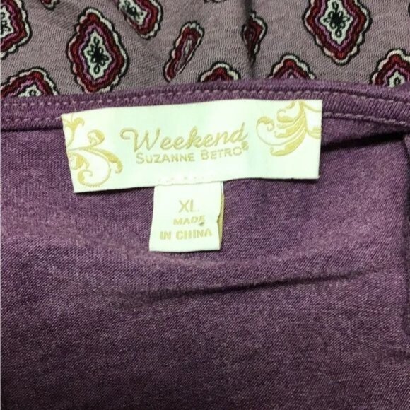 Weekend Suzanne Betro Women’s 3/4 Sleeve Floral Tunic, Purple, size XL - Picture 5 of 6